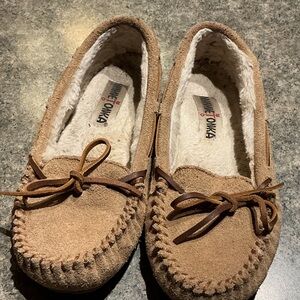 Tan Suede Moccasin Slippers